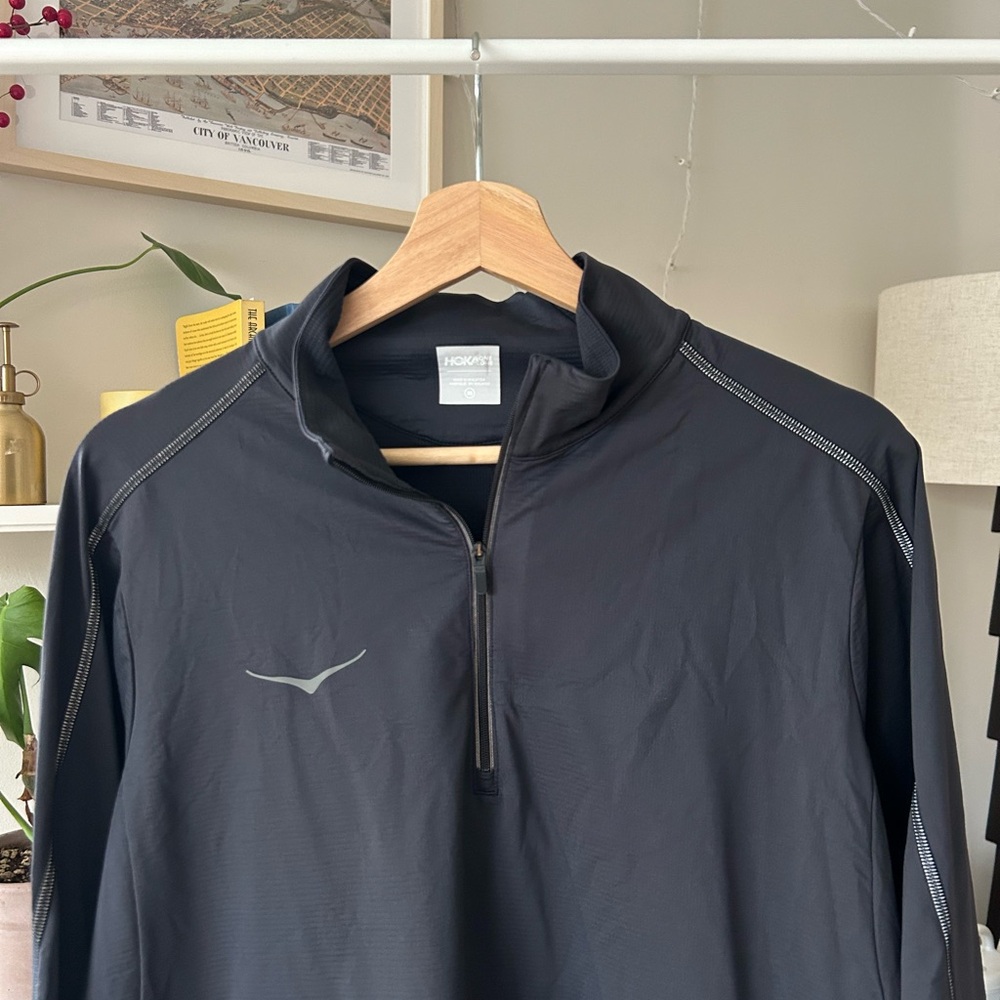 HOKA Mens Glide Tech Quarter Zip Performance Reflective Long Sleeve - Picture 7 of 12